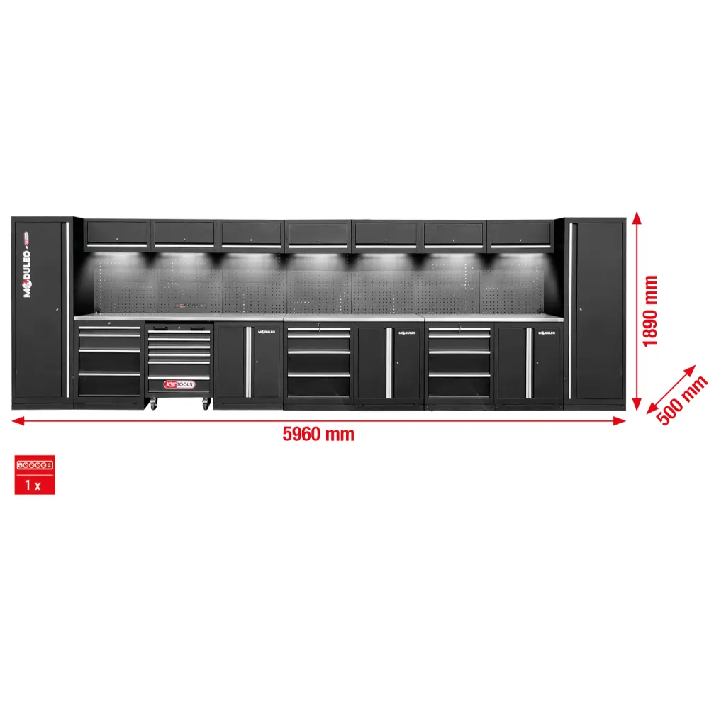 KS TOOLS Werkstatt-Schranksystem, gerade, 5960 x 500 mm, Variante 2