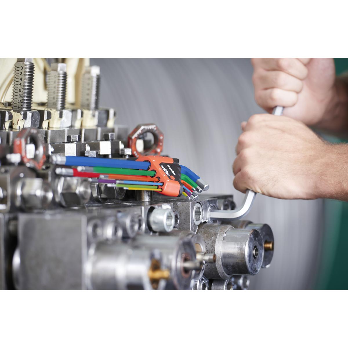 Wiha Stiftschlüssel Set im ErgoStar Halter Sechskant-Kugelkopf 9-teilges Set farbig leuchtend in SB-Kartonverpackung