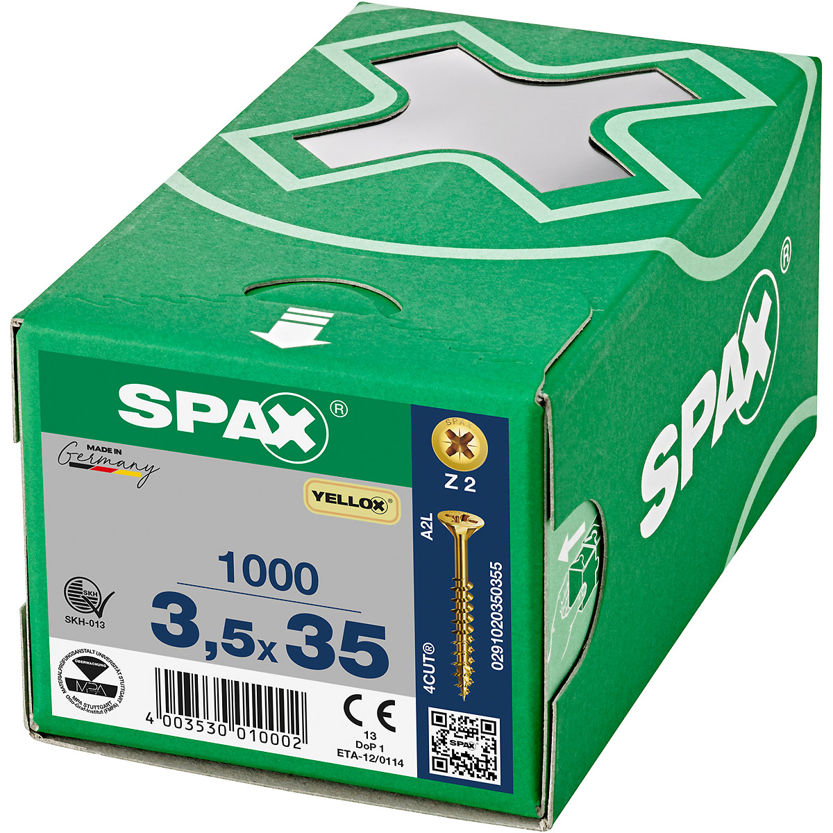 SPAX Senkmultikopf Kreuzschlitz Z2 Teilgewinde YELLOX, 1000 Stück