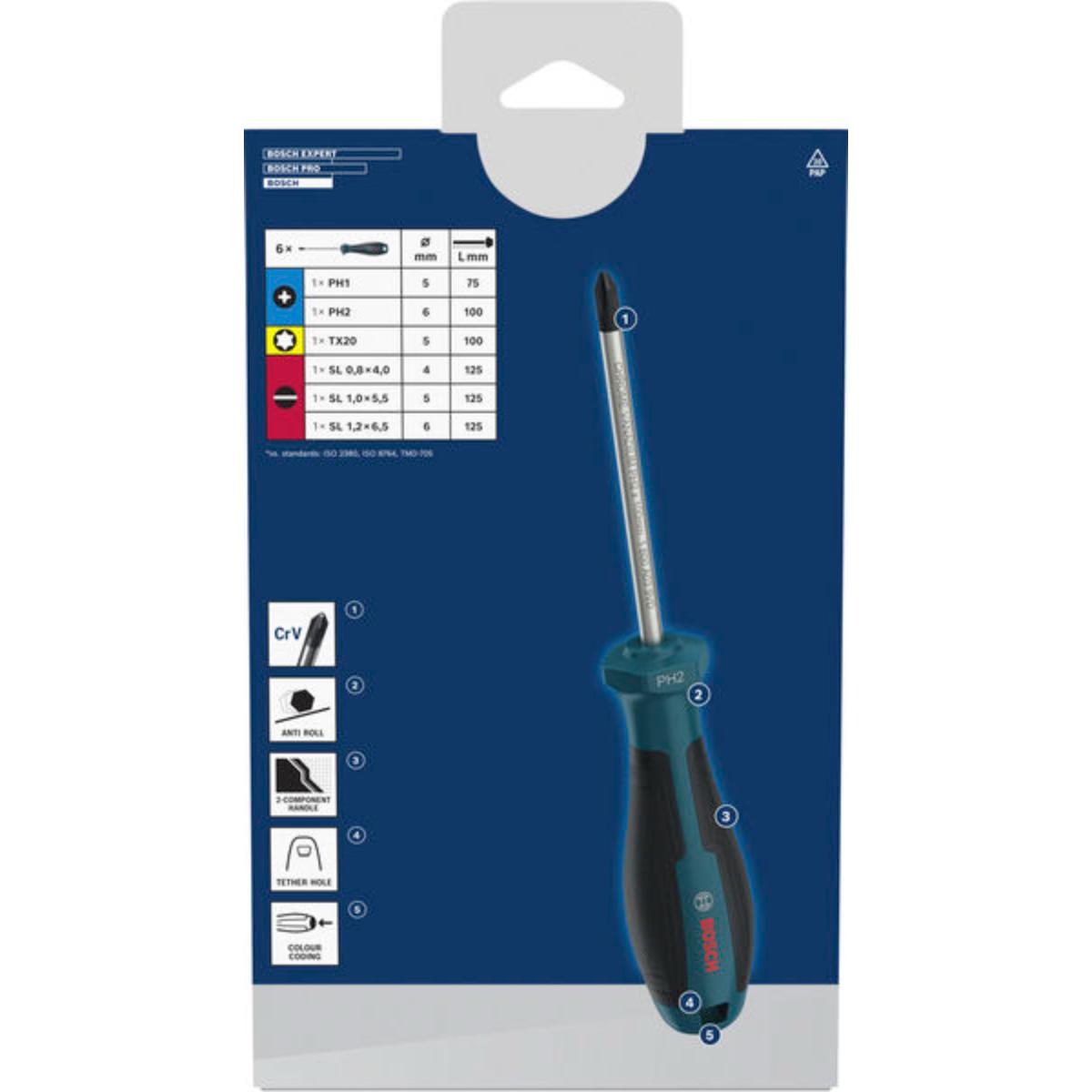 Bosch Schraubendreher PH/TX/SL, 6-teilges Set