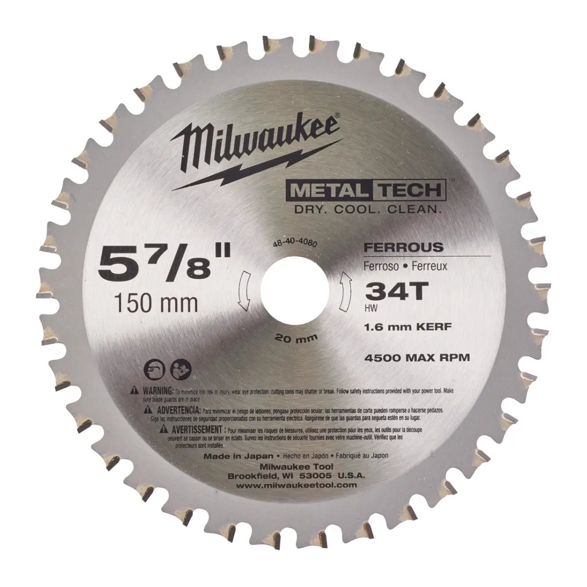 Milwaukee Kreissägeblatt für Metall-Handkreissägen 150/20 mm Z34