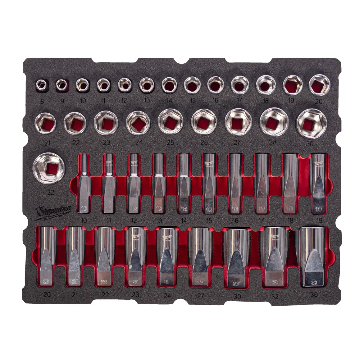 Milwaukee 1/2" Steckschlüsseleinsätze Einlage 42-teilige Einlage für PACKOUT Koffer mit Schubladen
