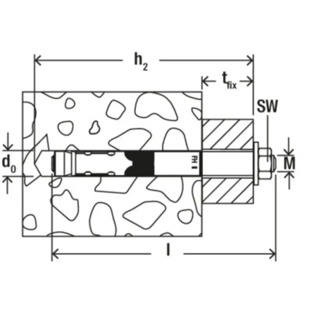 Fischer Hochleistungsanker FH II 12/100 B mit Gewindebolzen