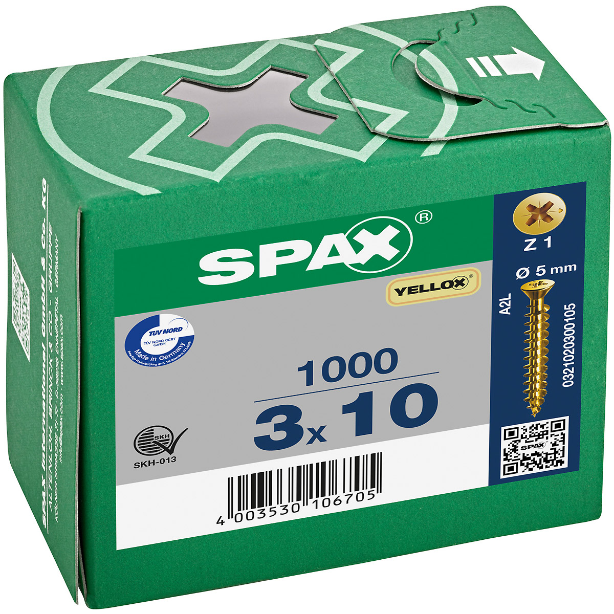 SPAX-S Senkkopf Bremsrippen kleiner Kopf Kreuzschlitz Z1 Vollgewinde YELLOX, 1000 Stück