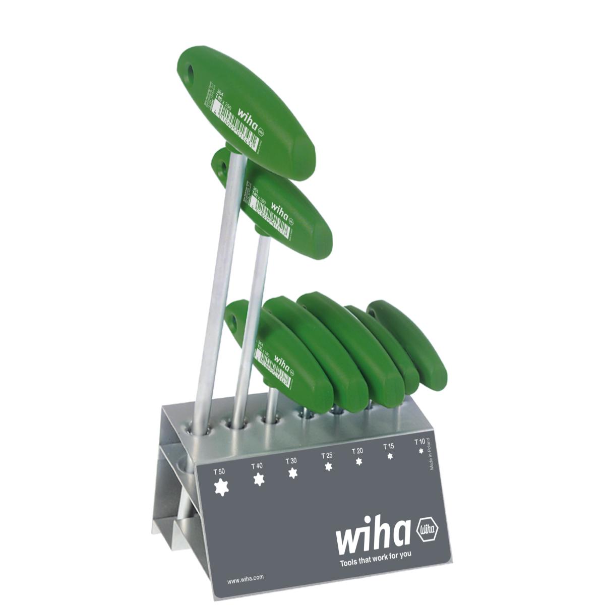 Wiha Stiftschlüssel mit Quergriff Set TORX 7-teilges Set mattverchromt im Werkbankständer