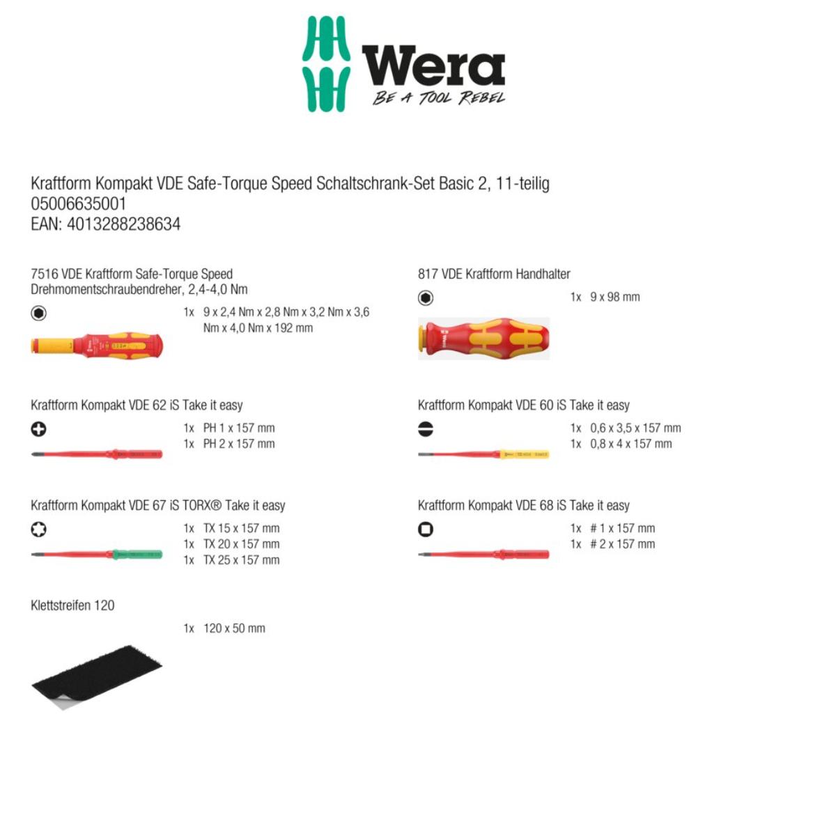 Wera Kraftform Kompakt VDE Safe-Torque Speed Schaltschrank-Set Basic 2