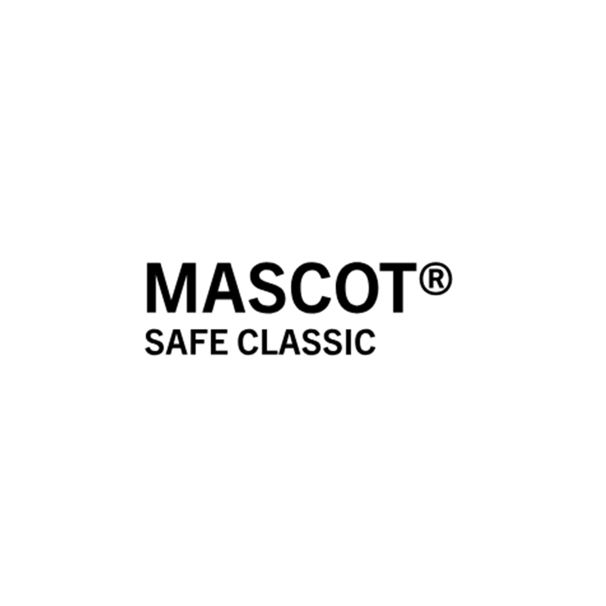 Mascot, Safe Classic, Logo, Brandtext, Schwarz-weiß
