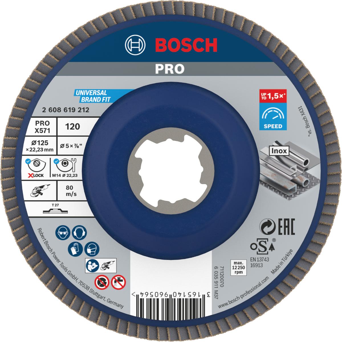 Bosch PRO Fächerschleifscheibe X571 Best for Metal, gerade, Kunststoff