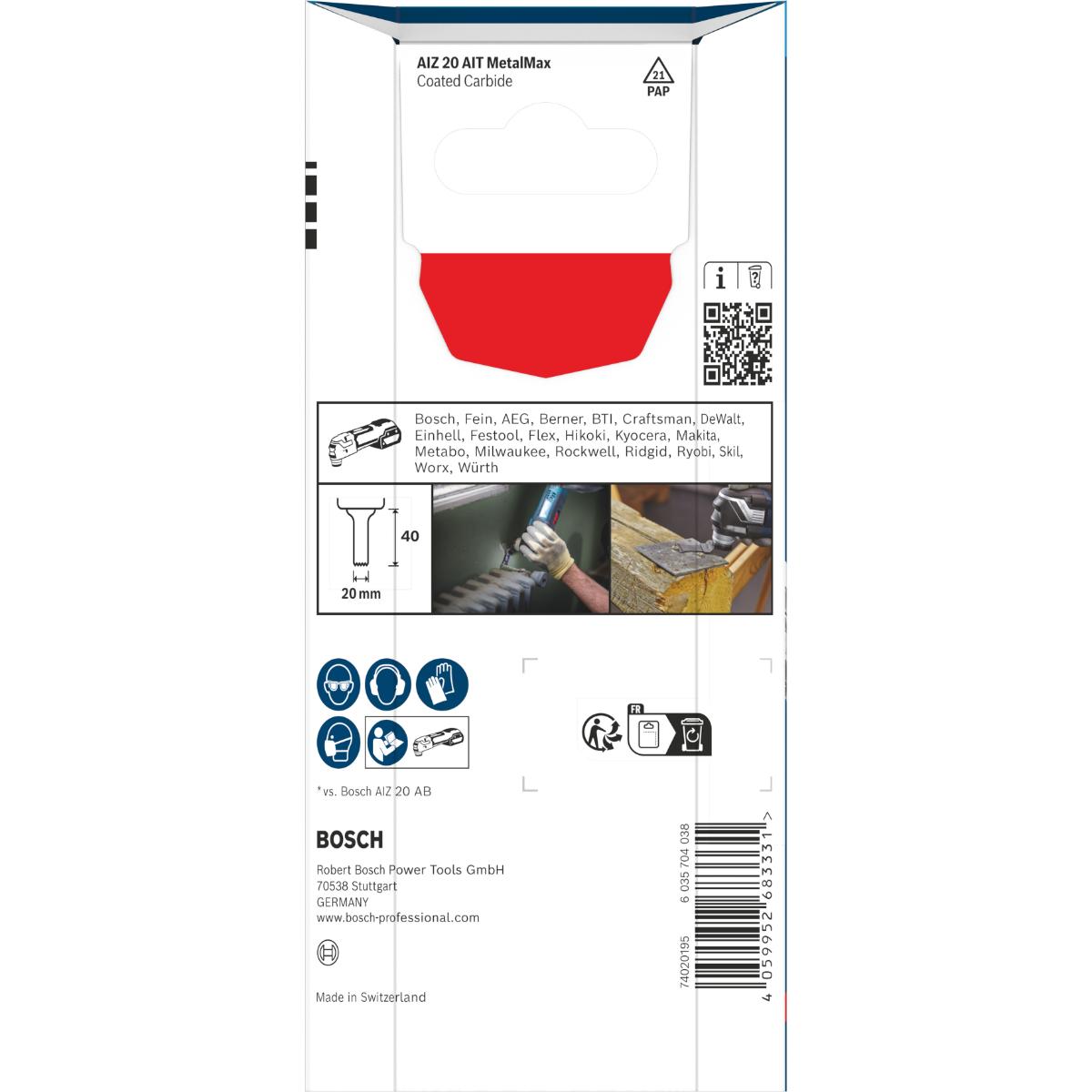 Bosch EXPERT AIZ 20 AIT MetalMax Tauchsägeblatt, 20 x 40 mm, 5-Stück