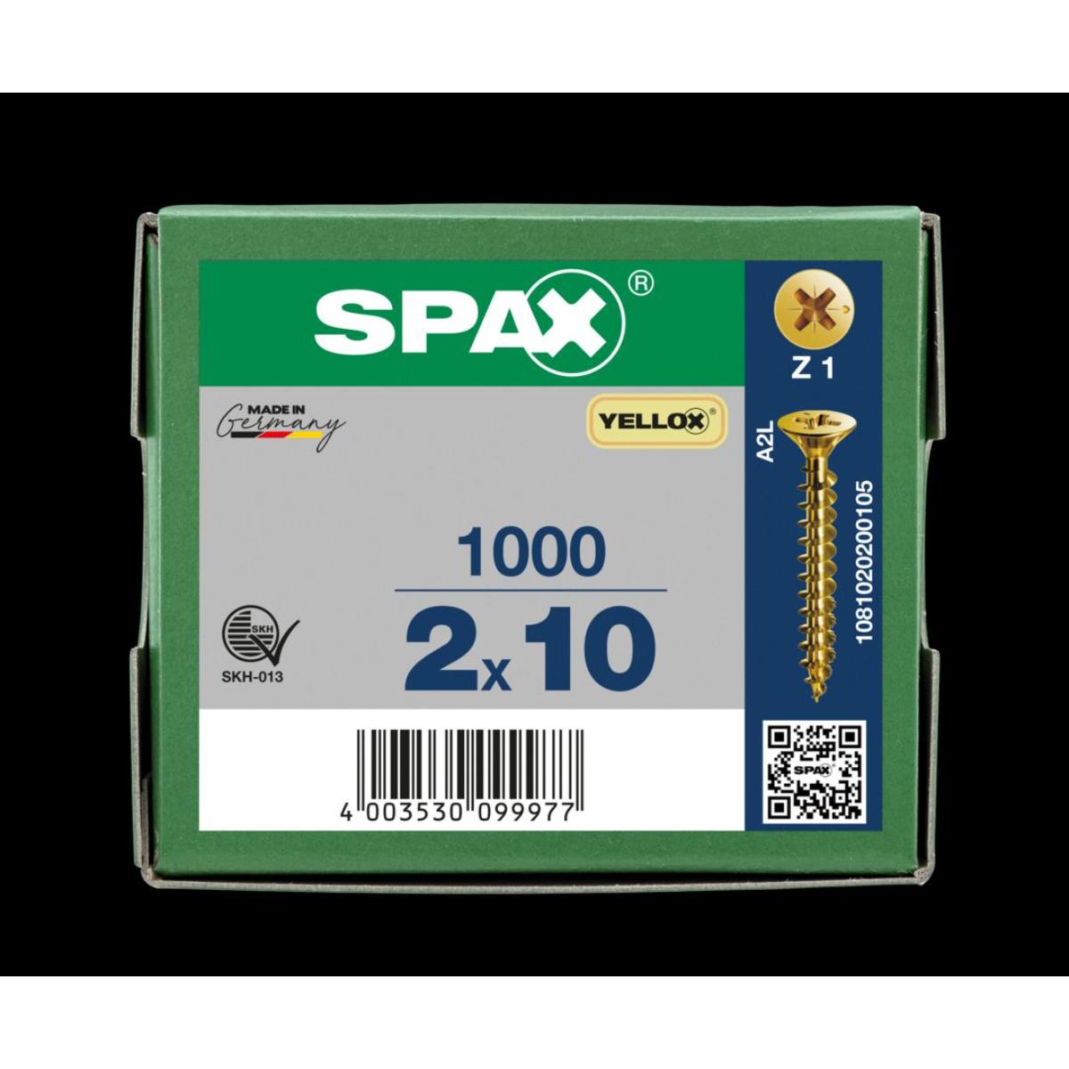 SPAX-S Senkkopf Kreuzschlitz Z1 Vollgewinde YELLOX, 1000 Stück