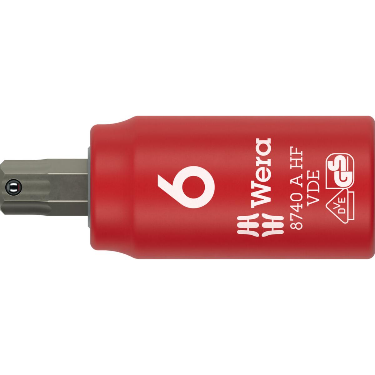 05005903001we Wera 8740 A VDE HF Zyklop Bitnuss, isoliert, mit 1/4 zoll-Antrieb, mit Haltefunktion für Innensechskantschrauben, 6 x 45 mm