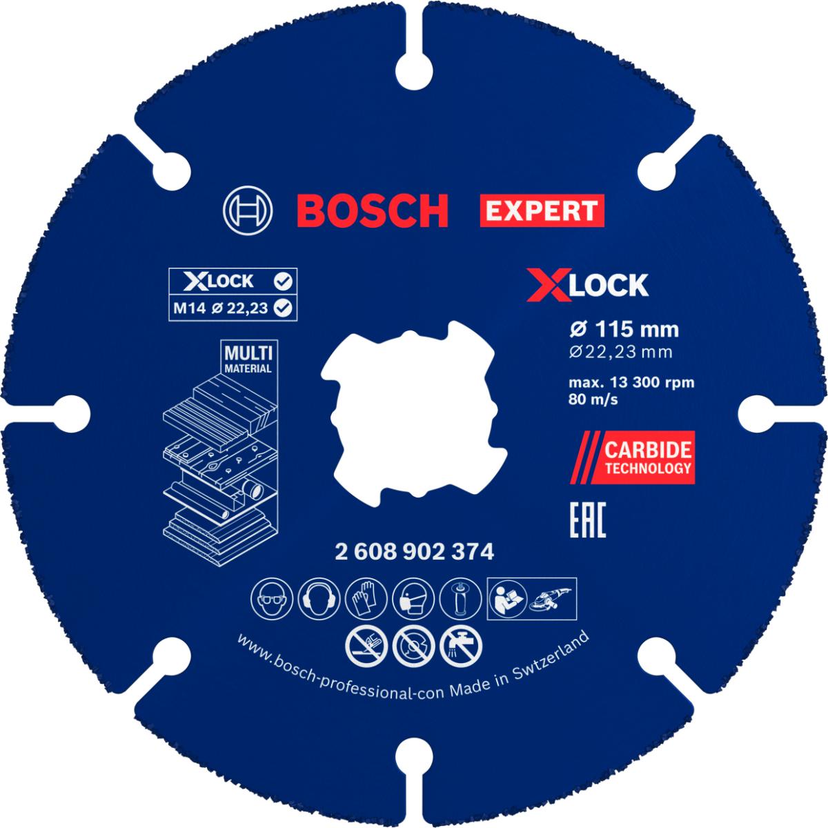 Bosch EXPERT Multi Material Carbide-Trennscheibe, 115 x 22,23 mm, X-Lock, 10-Stück