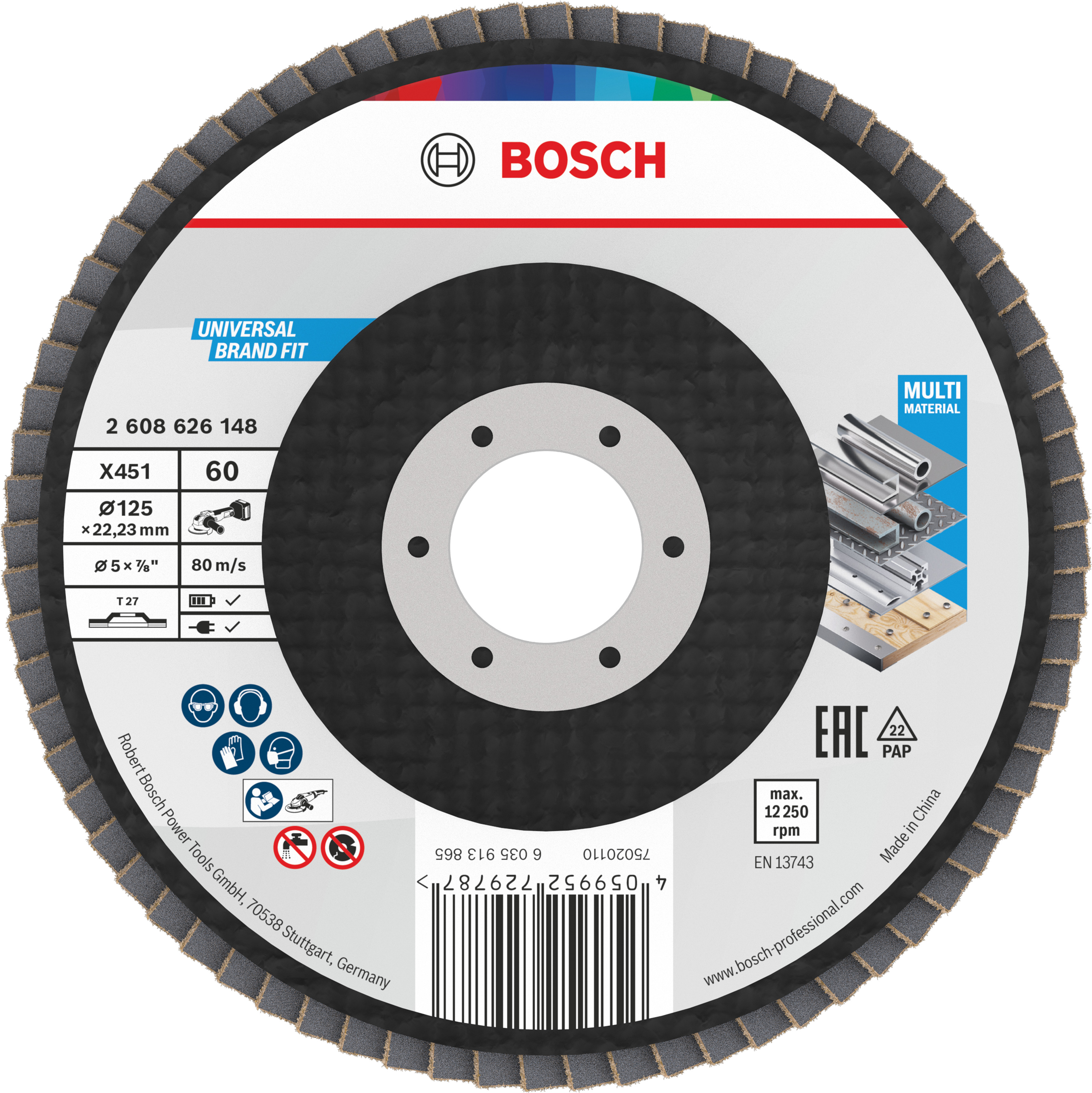 Bosch X451 Fächerschleifscheiben, 125mm, T27, K60