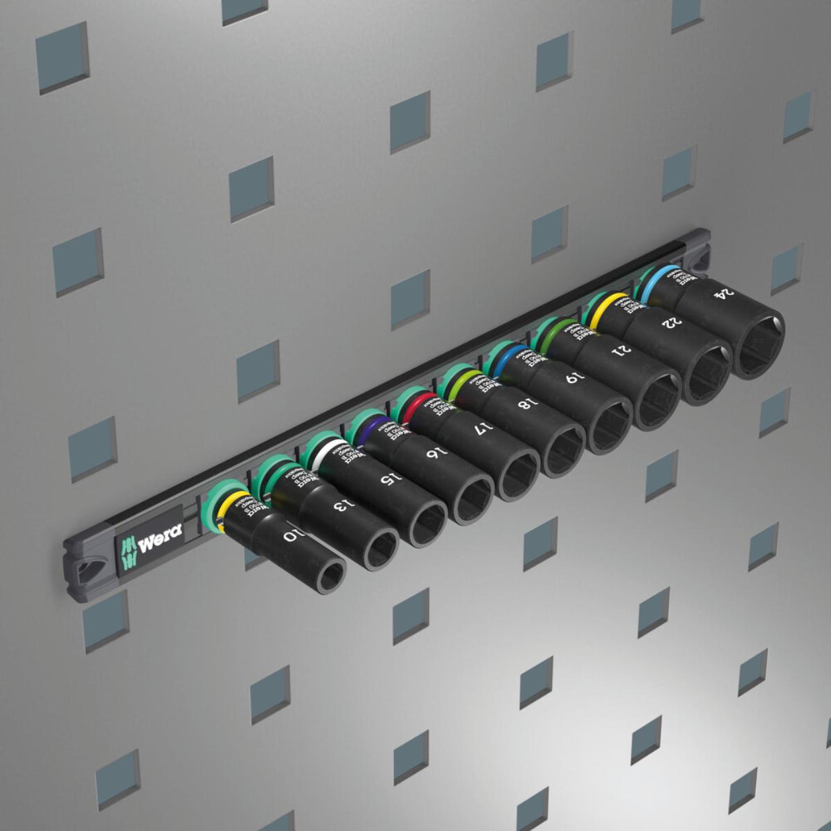 Wera 9660 Nuss-Magnetleiste B Impaktor Deep 1 Steckschlüsseleinsatz-Satz, 3/8 zoll-Antrieb, 10-teiliges Set