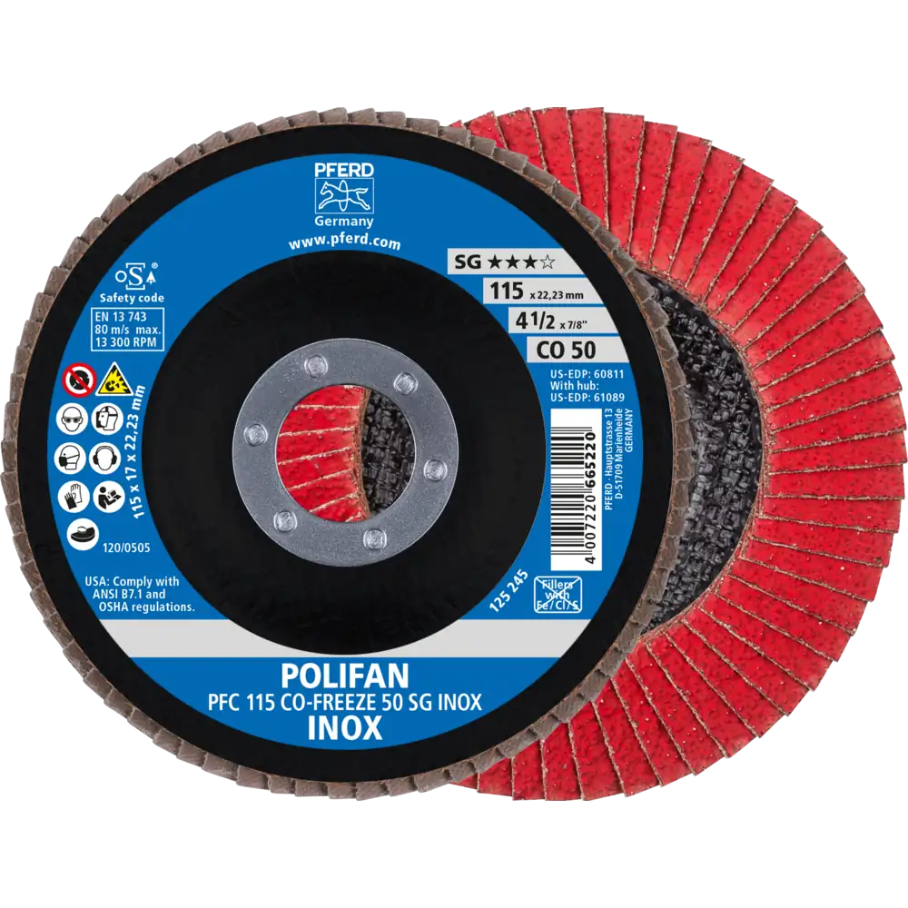 PFERD TOOLS POLIFAN Fächerscheibe PFC konisch SG INOX Edelstahl