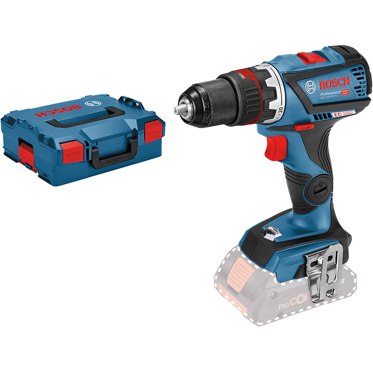 Bosch Akku-Bohrschrauber GSR 18V-60 FC, Solo Version, L-BOXX
