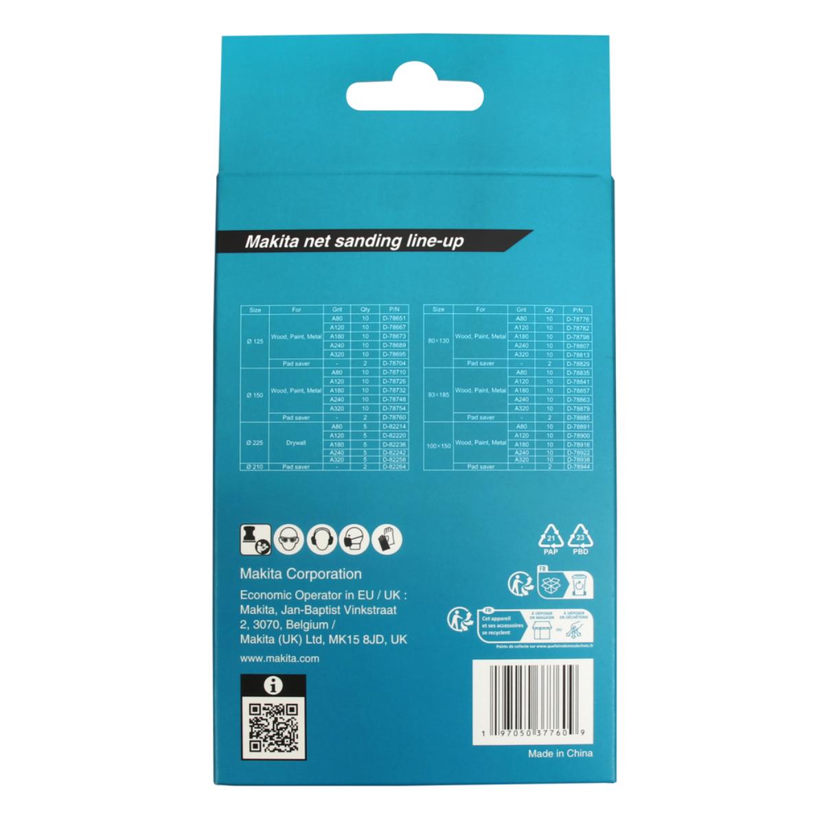 Makita Netzschleifmittel 21-tlg. 80x130 mm Körnung A80 - A240 Klett Gitter, 21-teiliges Set