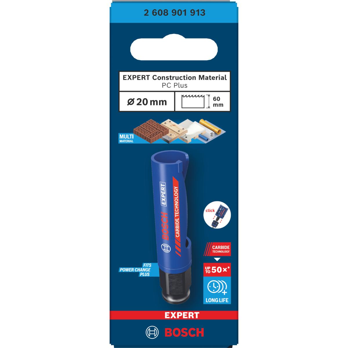 Bosch EXPERT Construction Material Power Change Plus Lochsäge, 20 x 60 mm