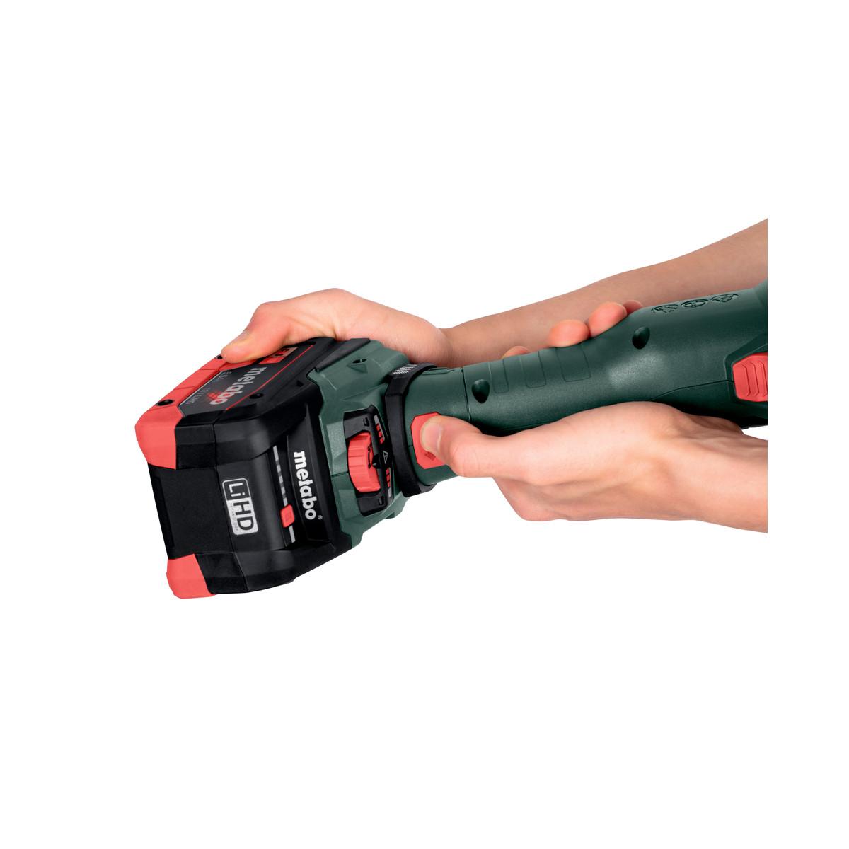 Metabo Akku-Flachkopf-Winkelschleifer WVBF 18 LTX BL 15-125 Quick, metaBOX 165 L