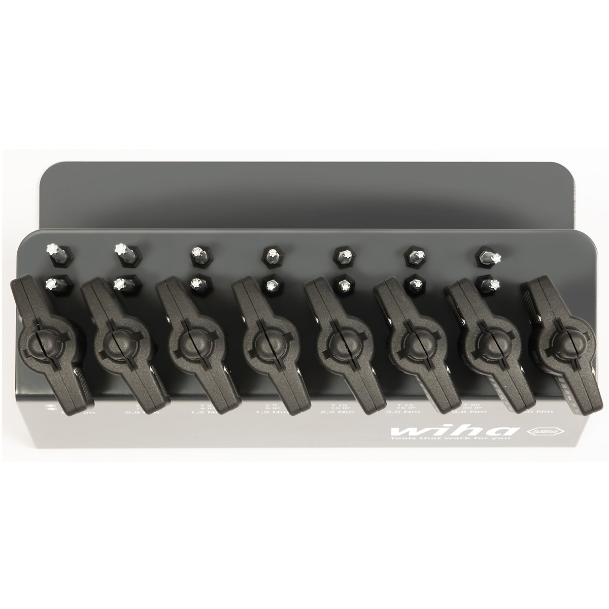 Wiha Drehmoment-Schraubendreher mit Schlüsselgriff Set easyTorque Key Torx , TorxPlus 23-teilges Set fest voreingestellte Drehmomentbegrenzung im Werkbankständer