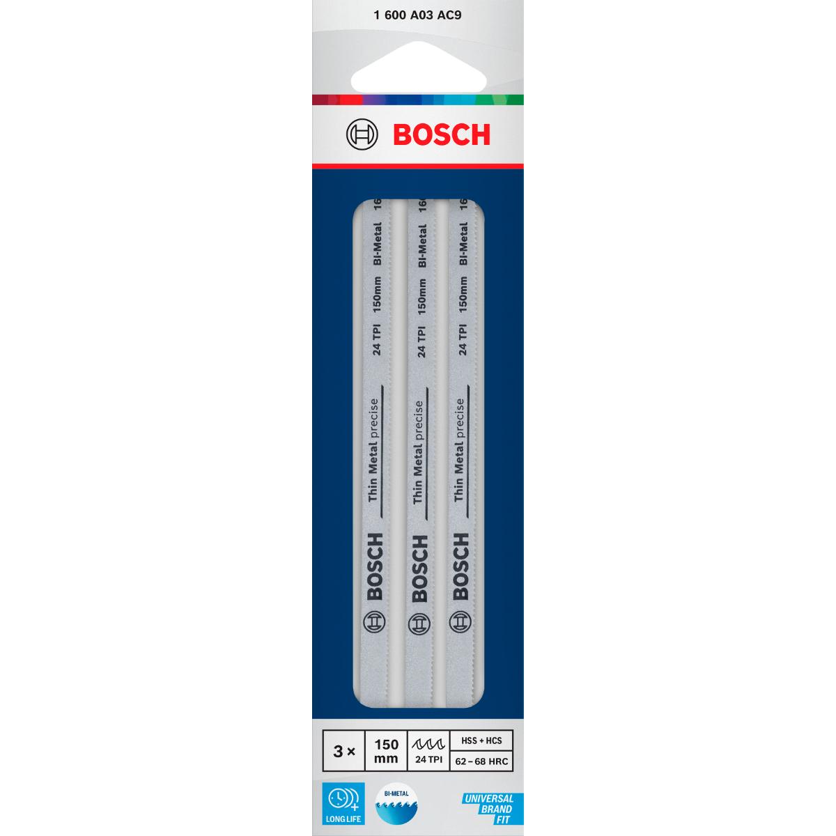 Bosch Bügelsäge 150-mm-Blatt, 24 TPI, 3-Stück