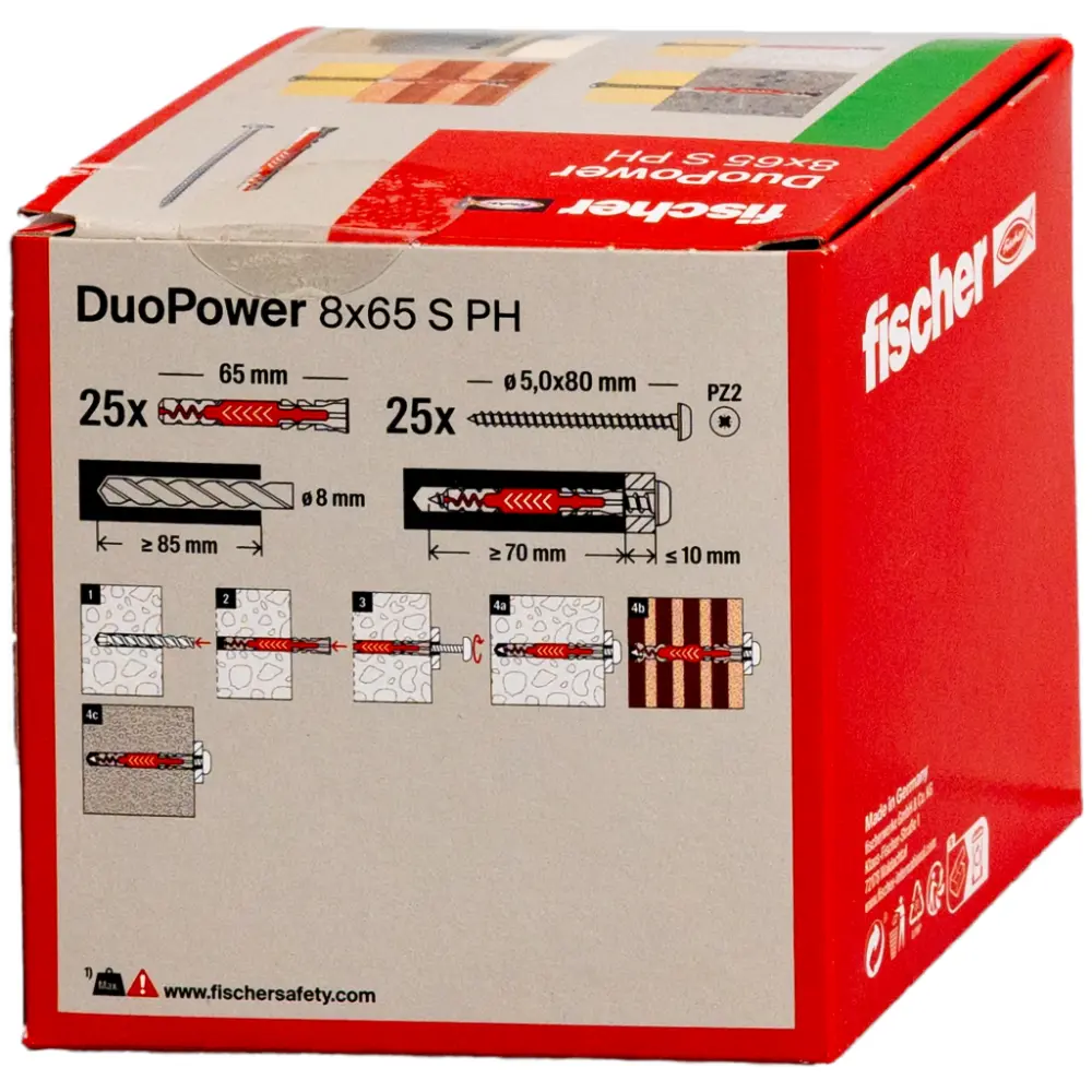 Fischer Universaldübel DuoPower 8x65 S PH mit Schraube Panhead