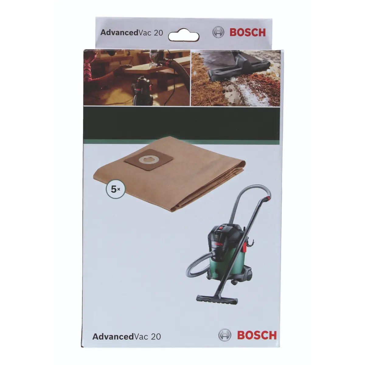 Bosch Papierstaubbeutel für AdvancedVac 20, 5er Pack