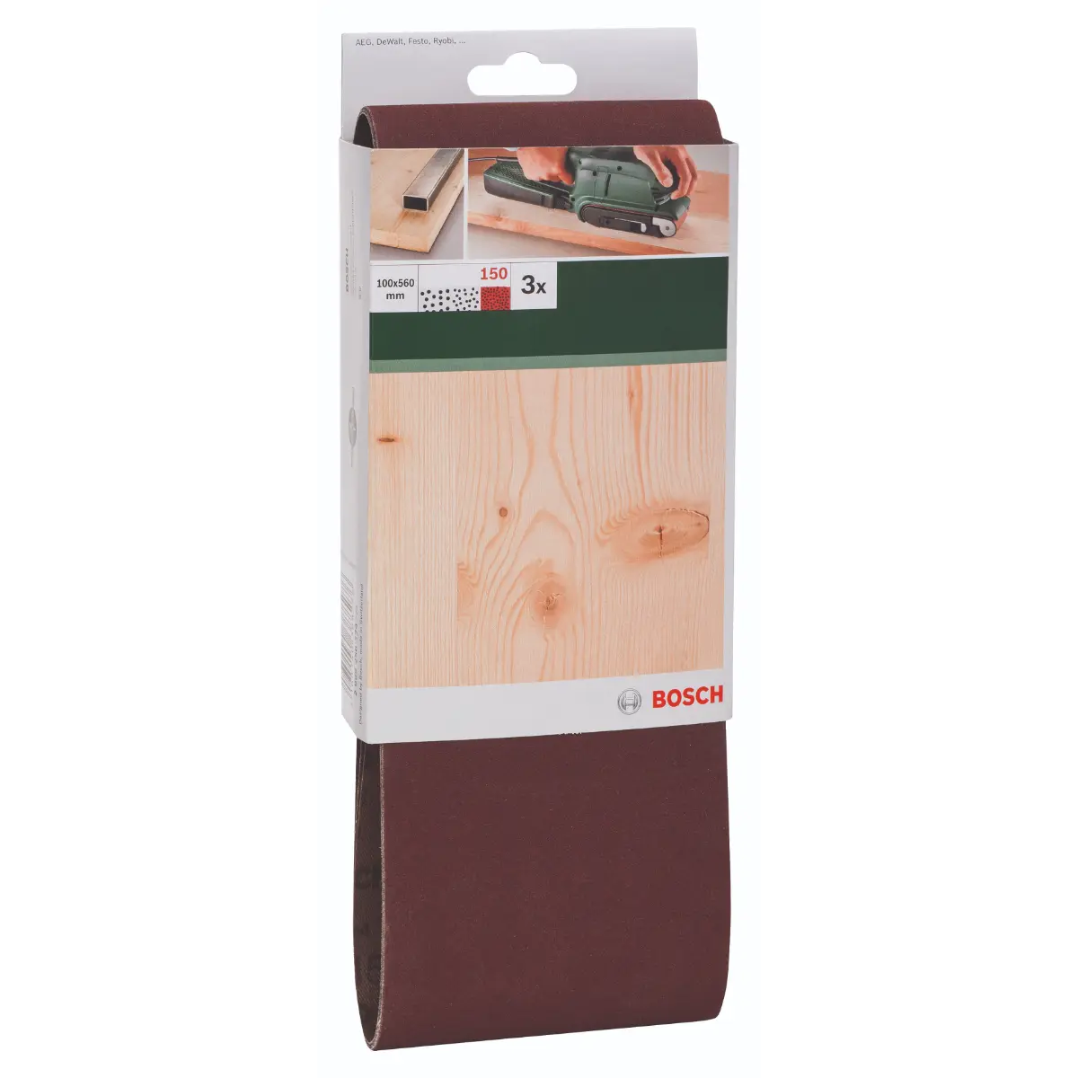 Bosch Schleifband-Set für Bandschleifer, rote Qualität K=150, 100 x 560 mm, 3-tlg.