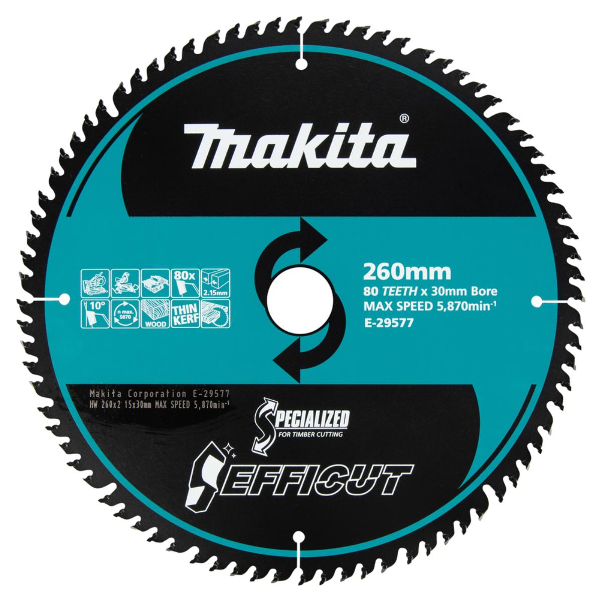 Makita Kreissägeblatt 260x30/25,4/15,88x80Z Efficut