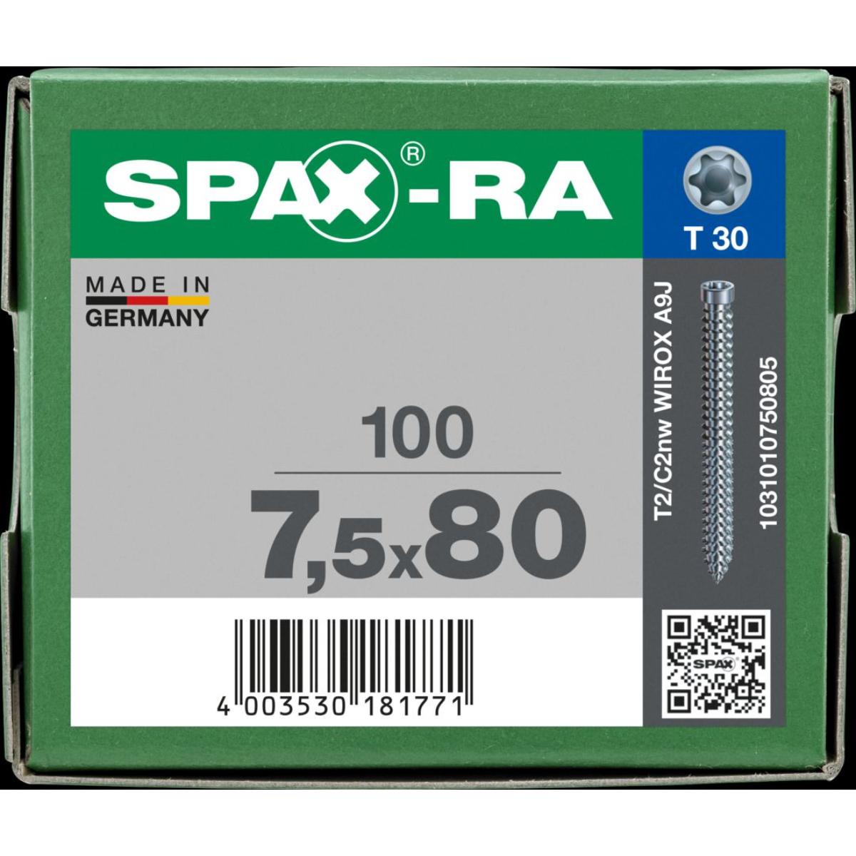 SPAX-Ra Zylinderkopf T-Star Plus T30 Vollgewinde WIROX, 100 Stück