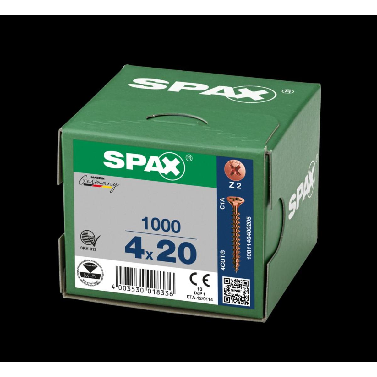 SPAX SENKMULTIKOPF KREUZSCHLITZ Z2 VOLLGEWINDE BRUENIERT 1000 Stück