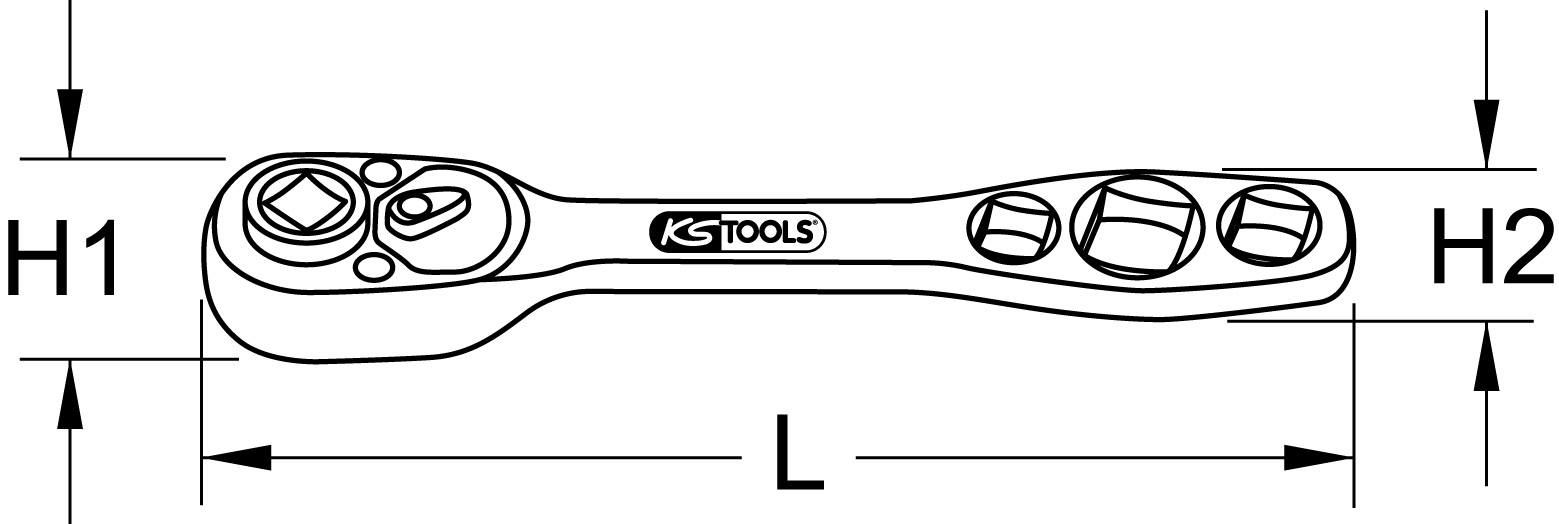 KS Tools 5 in 1 Kälte-Klima-Ratsche, umschaltbar, 157mm