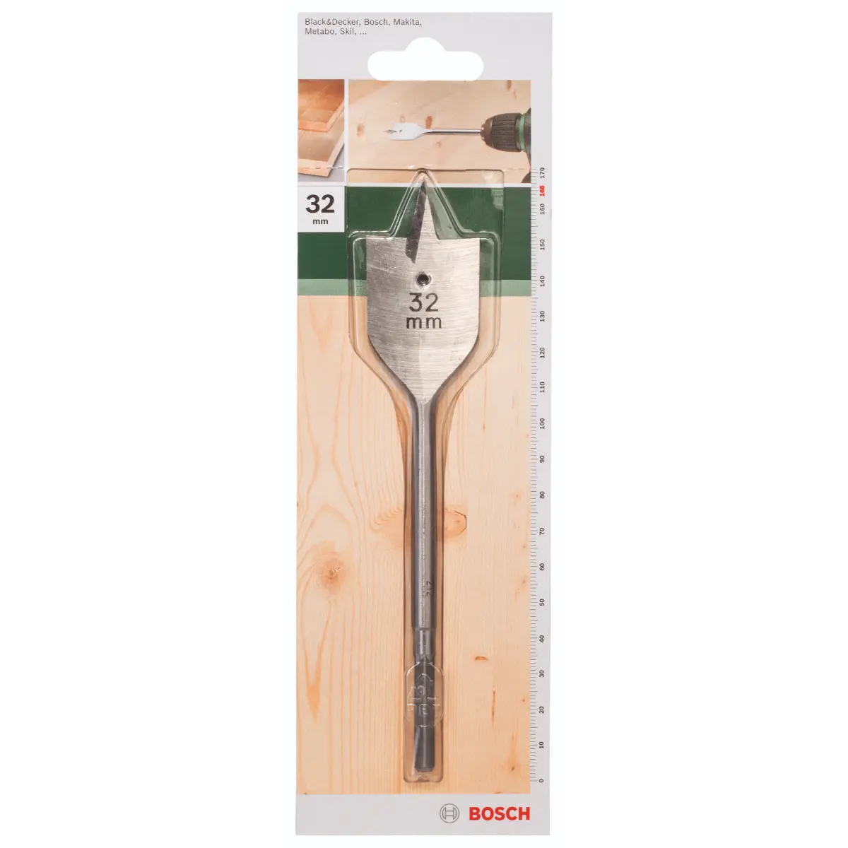 Bosch Flachfräsbohrer, Sechskant D= 32,0 mm, L= 165 mm