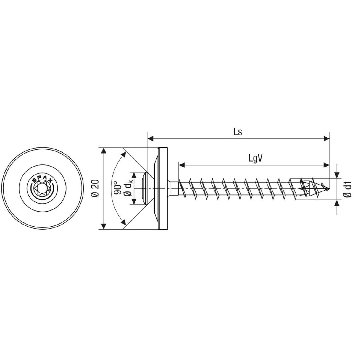 SPAX Spenglerschraube A2 T-Star Plus T20 4Cut 4,5 x 55 mm XL, 70 Stück