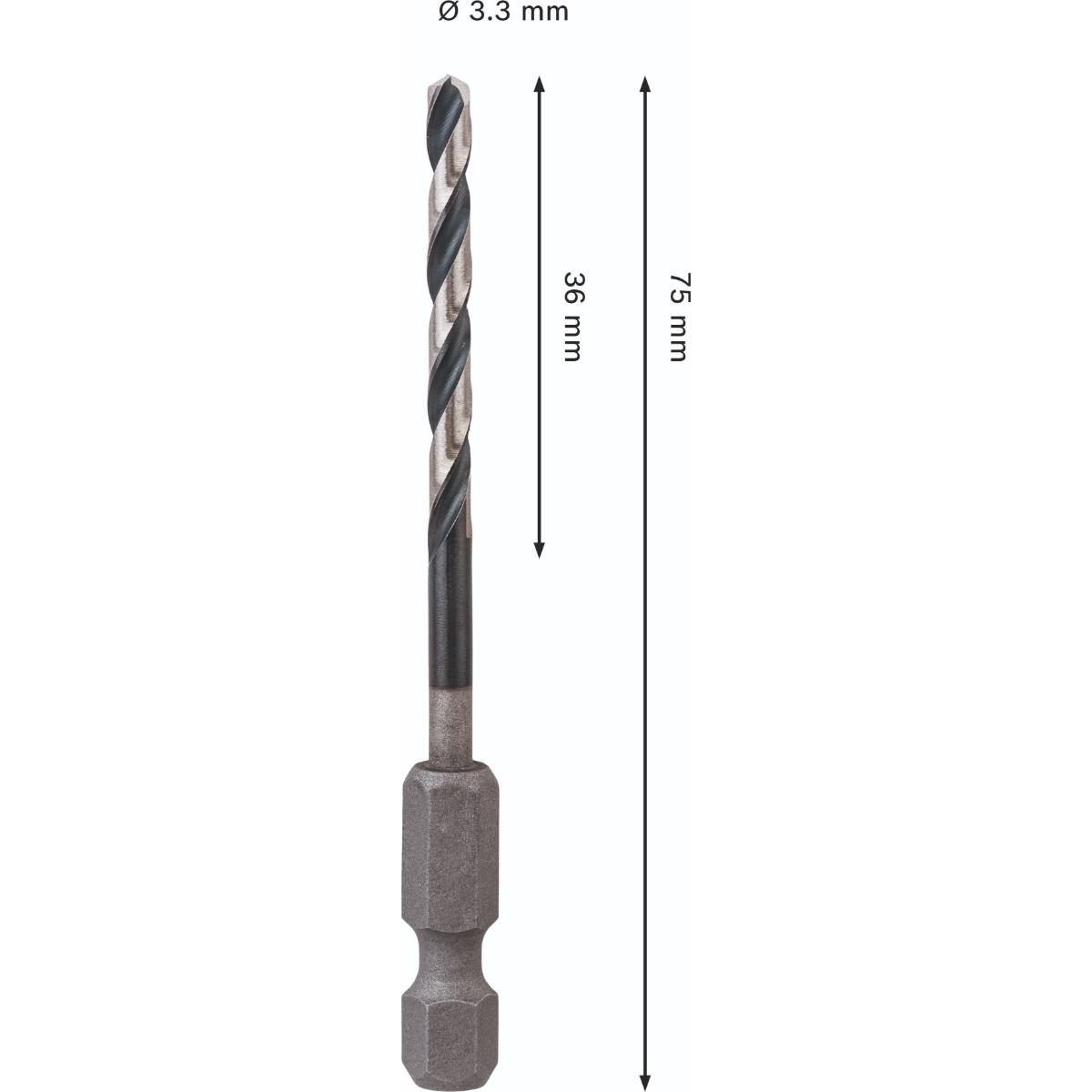 Bosch PRO Metal HSS-G Impact Spiralbohrer, 3,3 x 36 x 75 mm