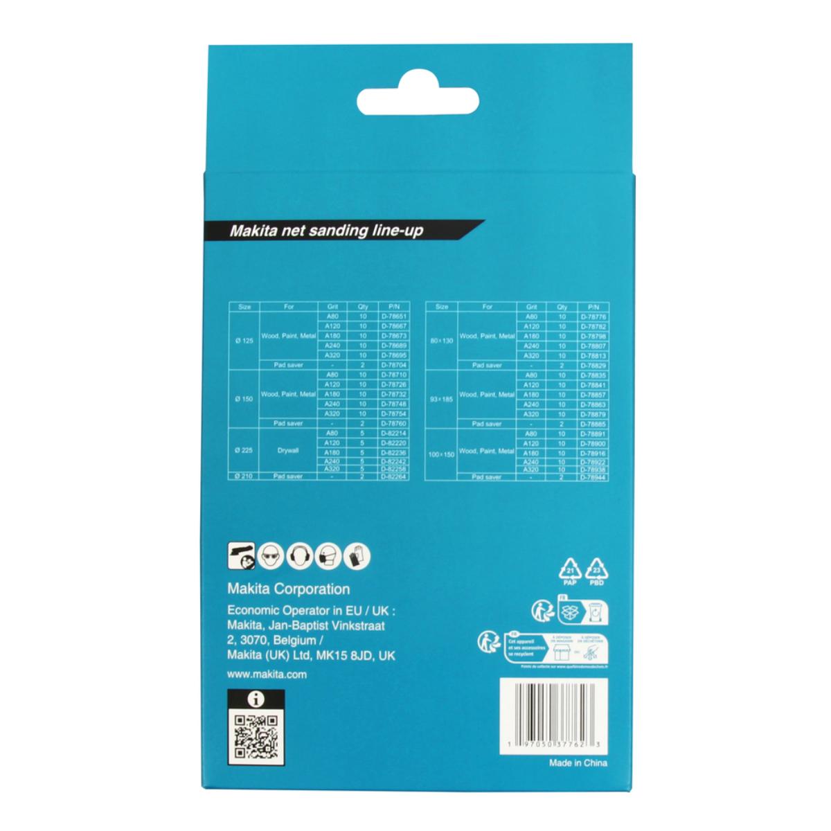 Makita Netzschleifmittel 100x150 mm Körnung A80 - A240 Klett Gitter 21-teilges Set