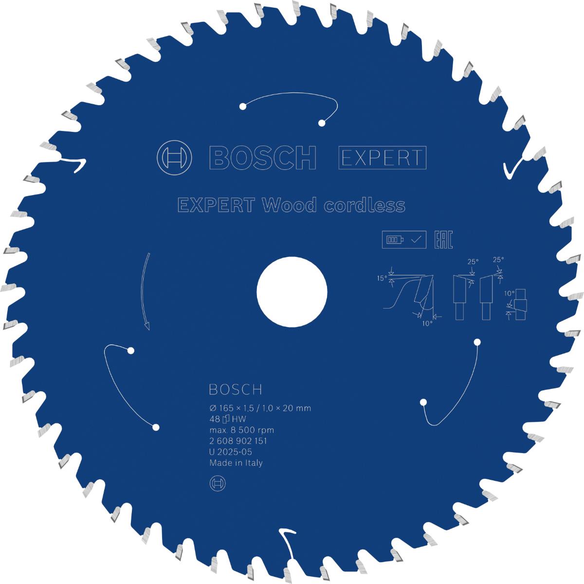 Bosch EXPERT Wood Kreissägeblatt, 165x1, 45x20 mm, Z48