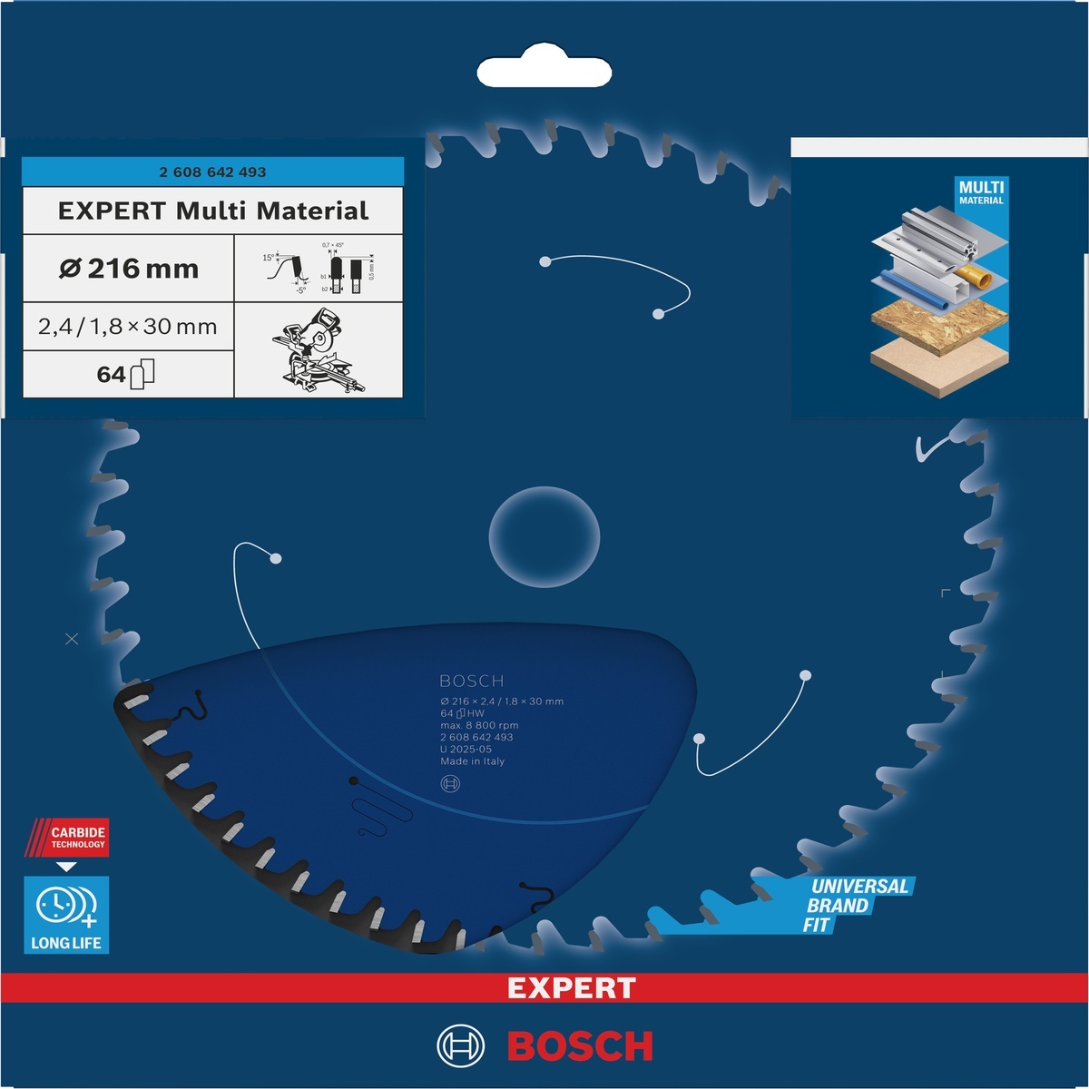 Bosch Kreissägeblatt Expert for Multi Material, 210 x 30 x 2,4 mm, 54