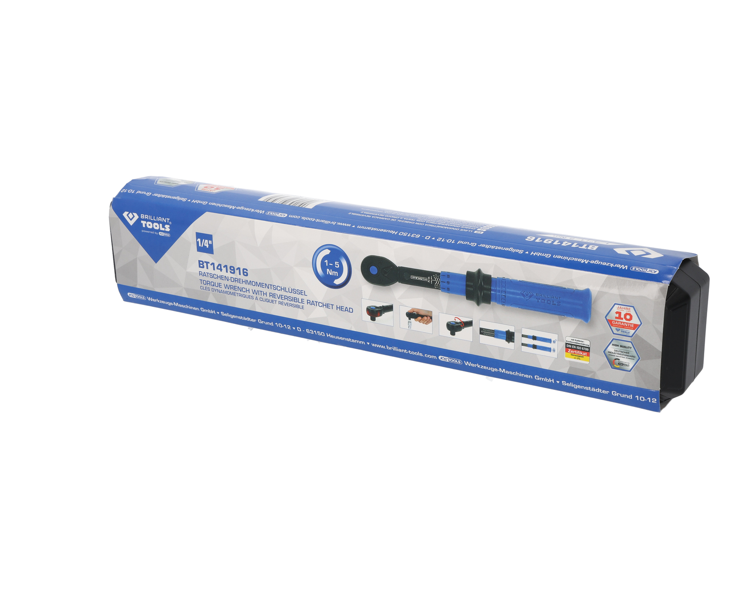 Brilliant Tools 1/4" Ratschen-Drehmomentschlüssel umschaltbar, 5-25 Nm