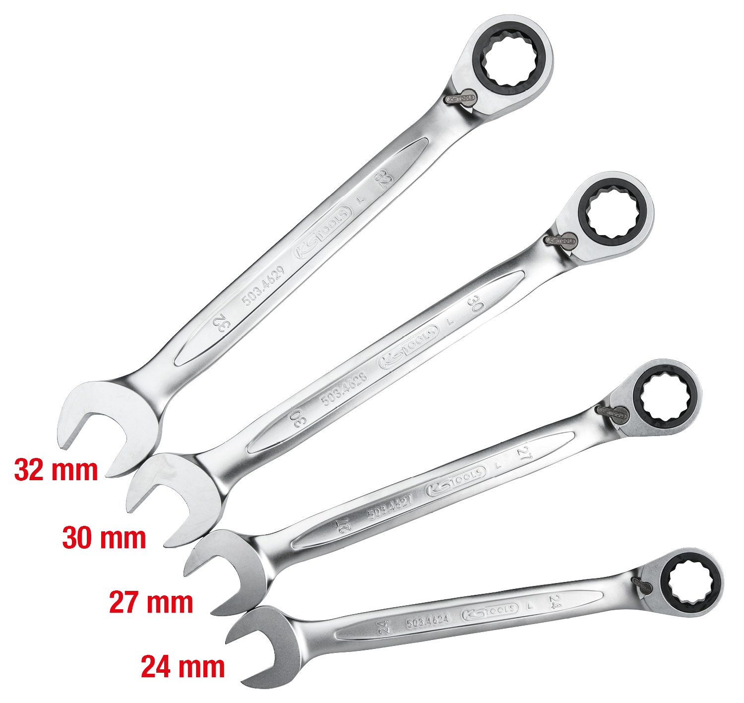 KS Tools GEARplus Ratschenringmaulschlüssel-Satz, umschaltbar, 4-tlg