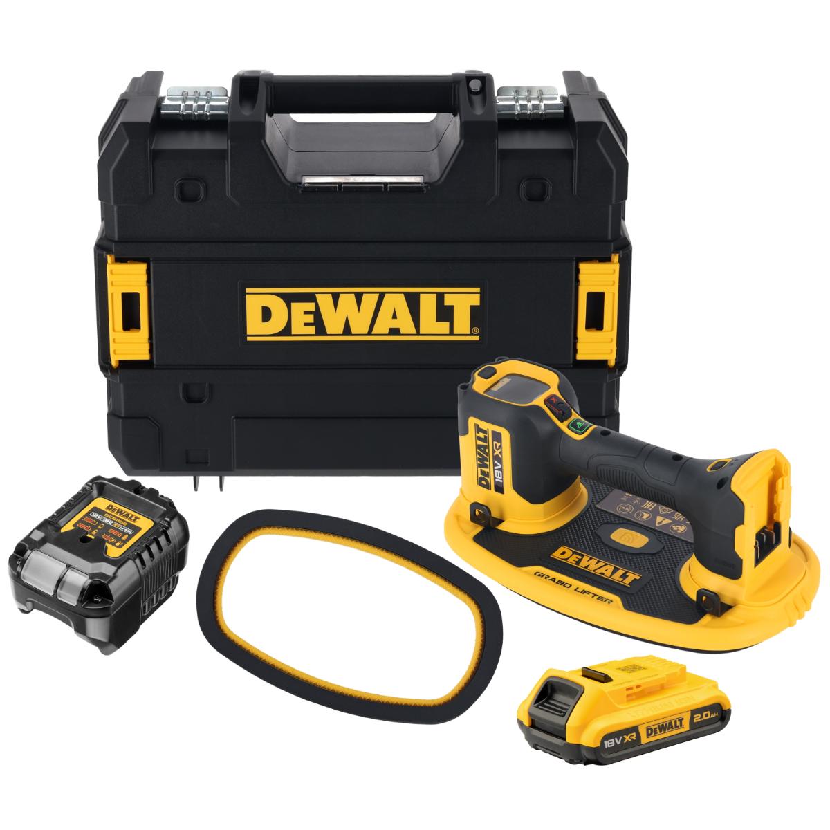 DEWALT 18V Akku-Vakuum-Heber inkl. Akkus (18 Volt / 2 Ah) und System-Schnellladegerät