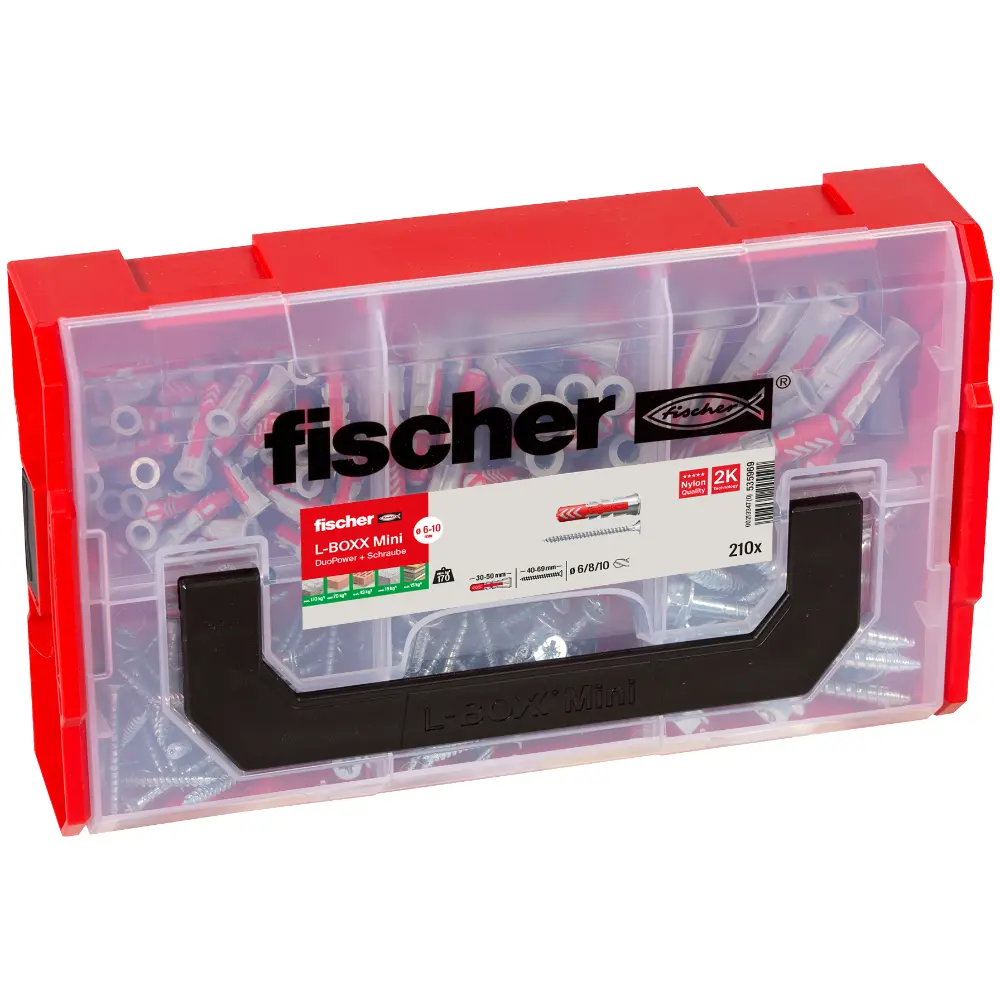 Fischer Dübelsortiment L-BOXX mini DuoPower + Schraube (210 Teile)