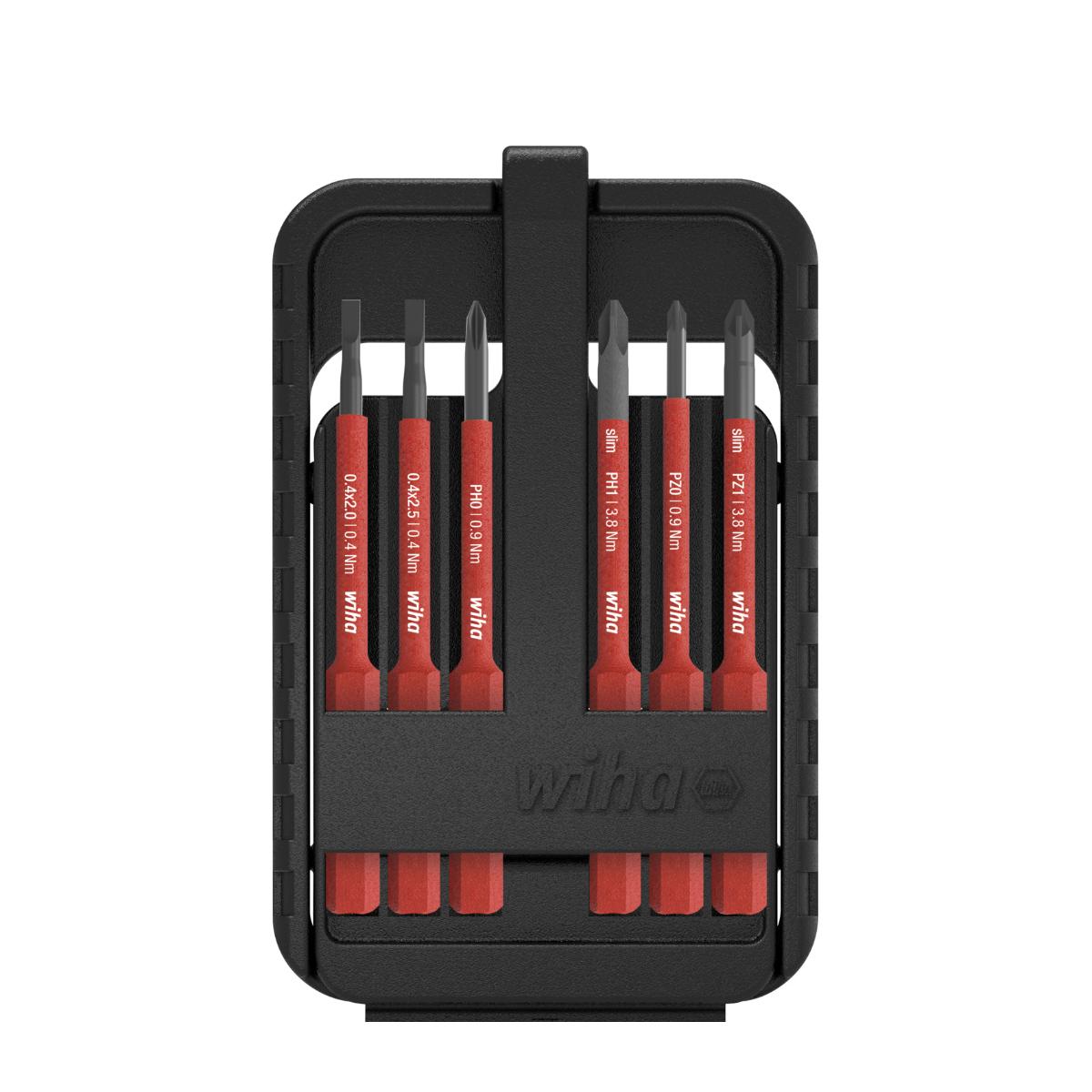 Wiha Bit Set slimBit electric Schlitz, Phillips, Pozidriv 6-teilges Set