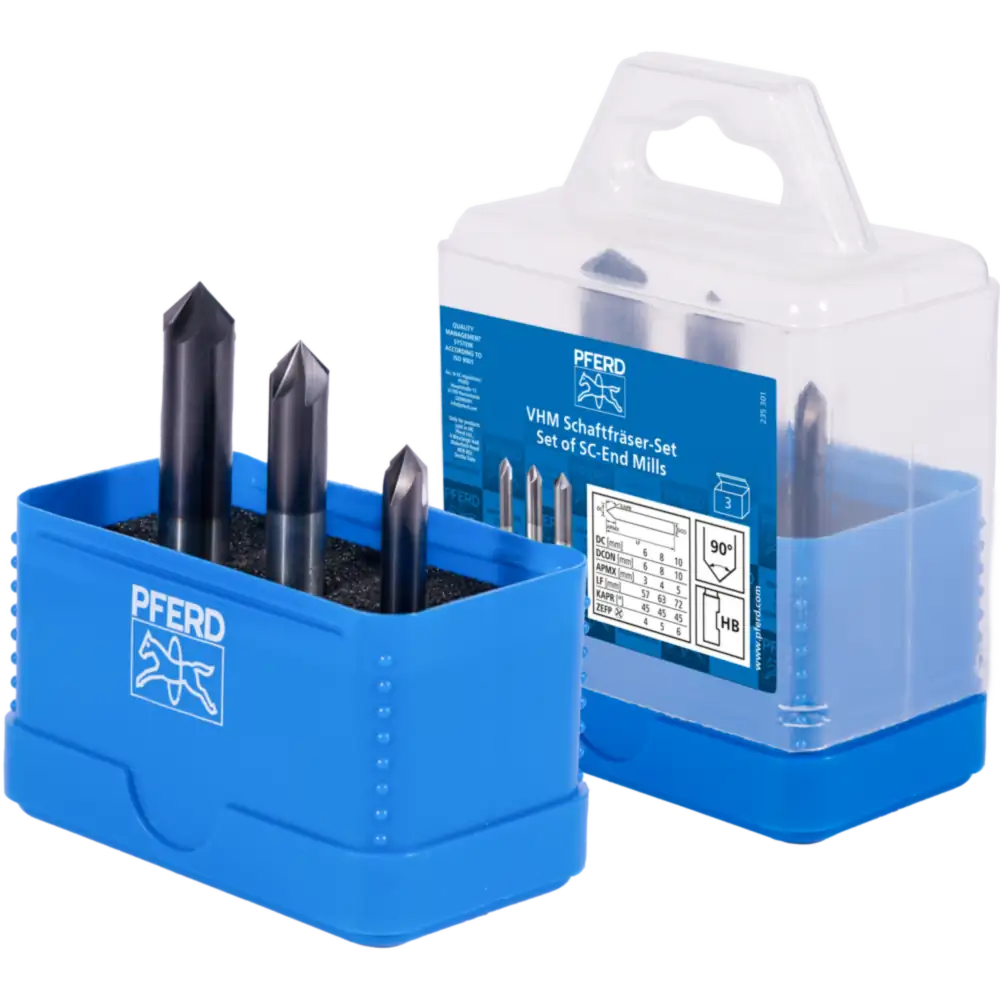 PFERD TOOLS VHM Entgratfräser Set 3-tlg. ⌀ 6/8/10 mm 90° TiAlN Schaft HB Universal Line