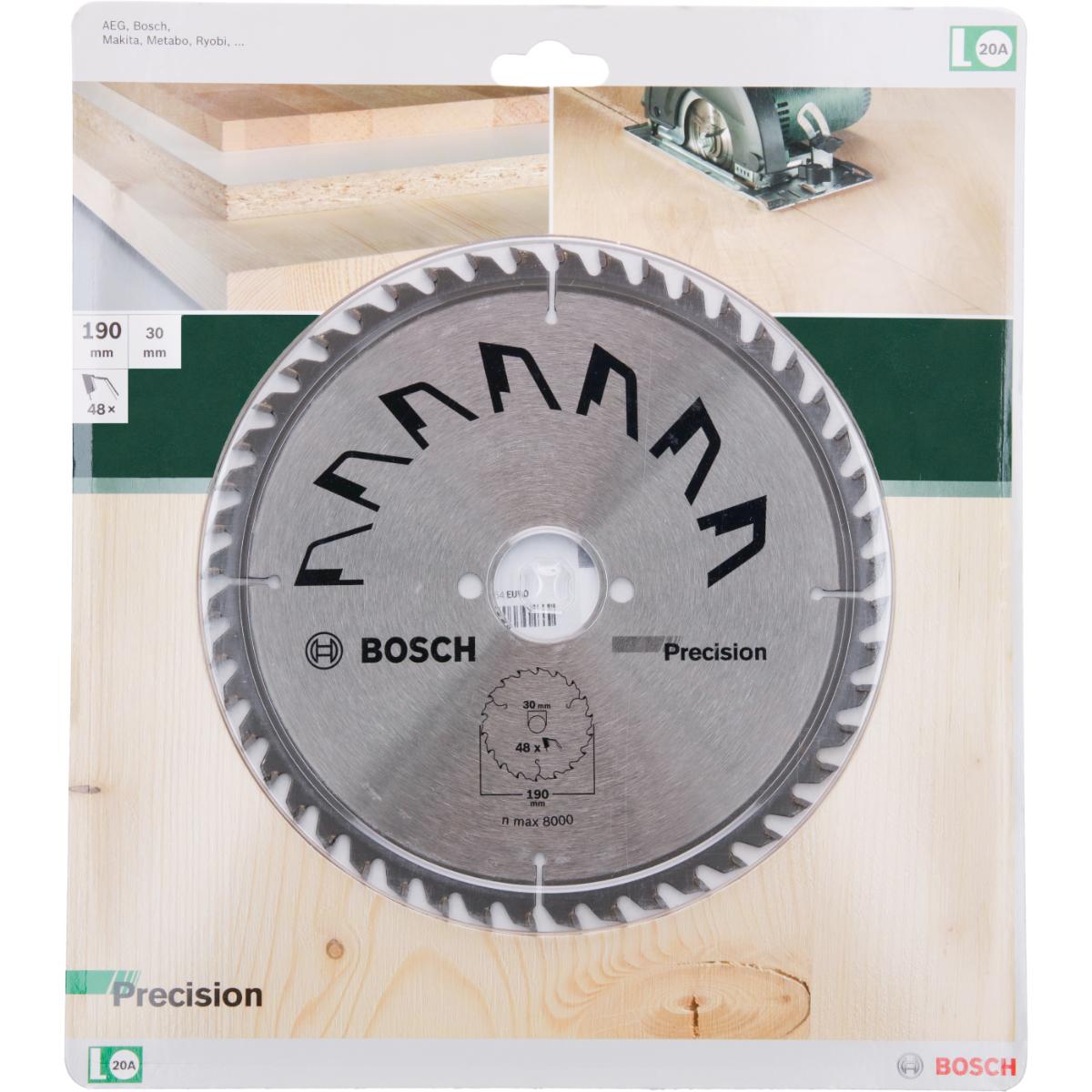 Bosch Kreissägeblatt PRECISION D= 190 mm, Bohrung= 30 mm, Z= 48