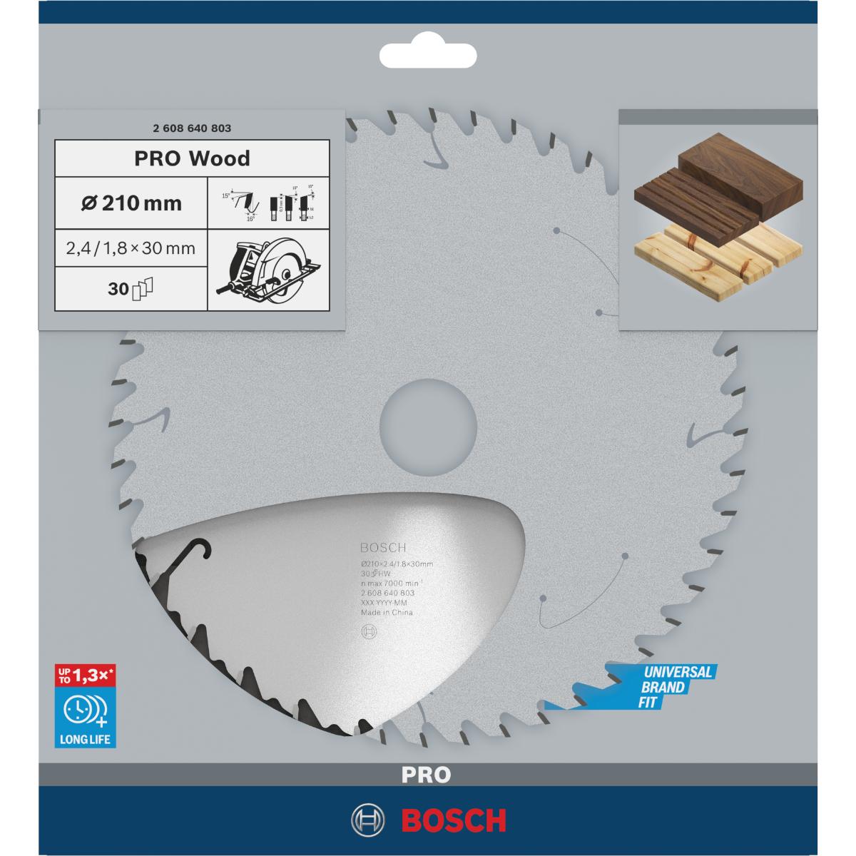 Bosch PRO Kreissägeblatt Speedline Wood, 210 x 30 x 2,4 mm, 30 Zähne