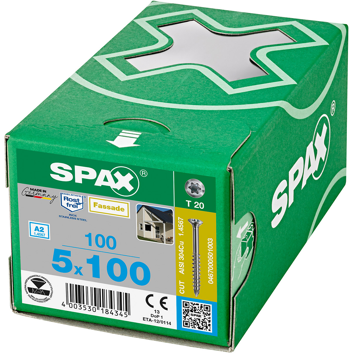 SPAX-S A2 Linsensenkkopf kleiner Kopf T-Star Plus T20 Teilgewinde Cut, 100 Stück
