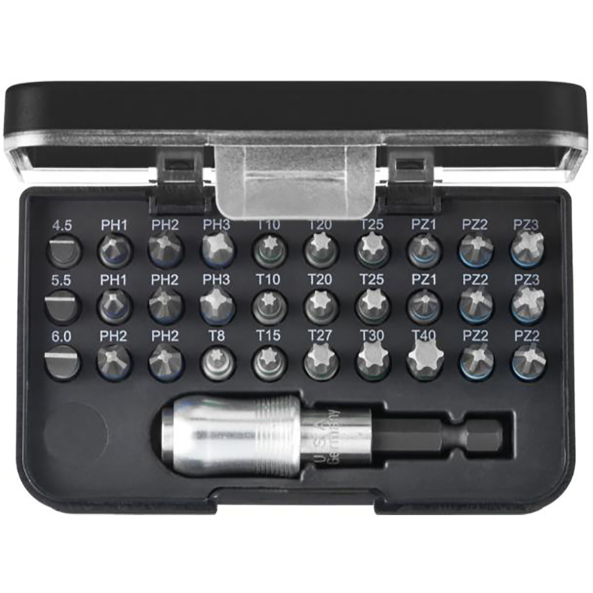 Wiha Bit Set Standard 25 mm gemischt 31-teilges Set 1/4 zoll C6,3 in Box mit Gürtelclip - 5 Stück