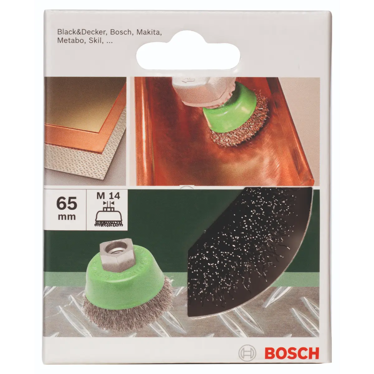 Bosch Topfbürste für Winkel- und Geradschleifer - Gewellter Draht, rostfrei, 65 mm
