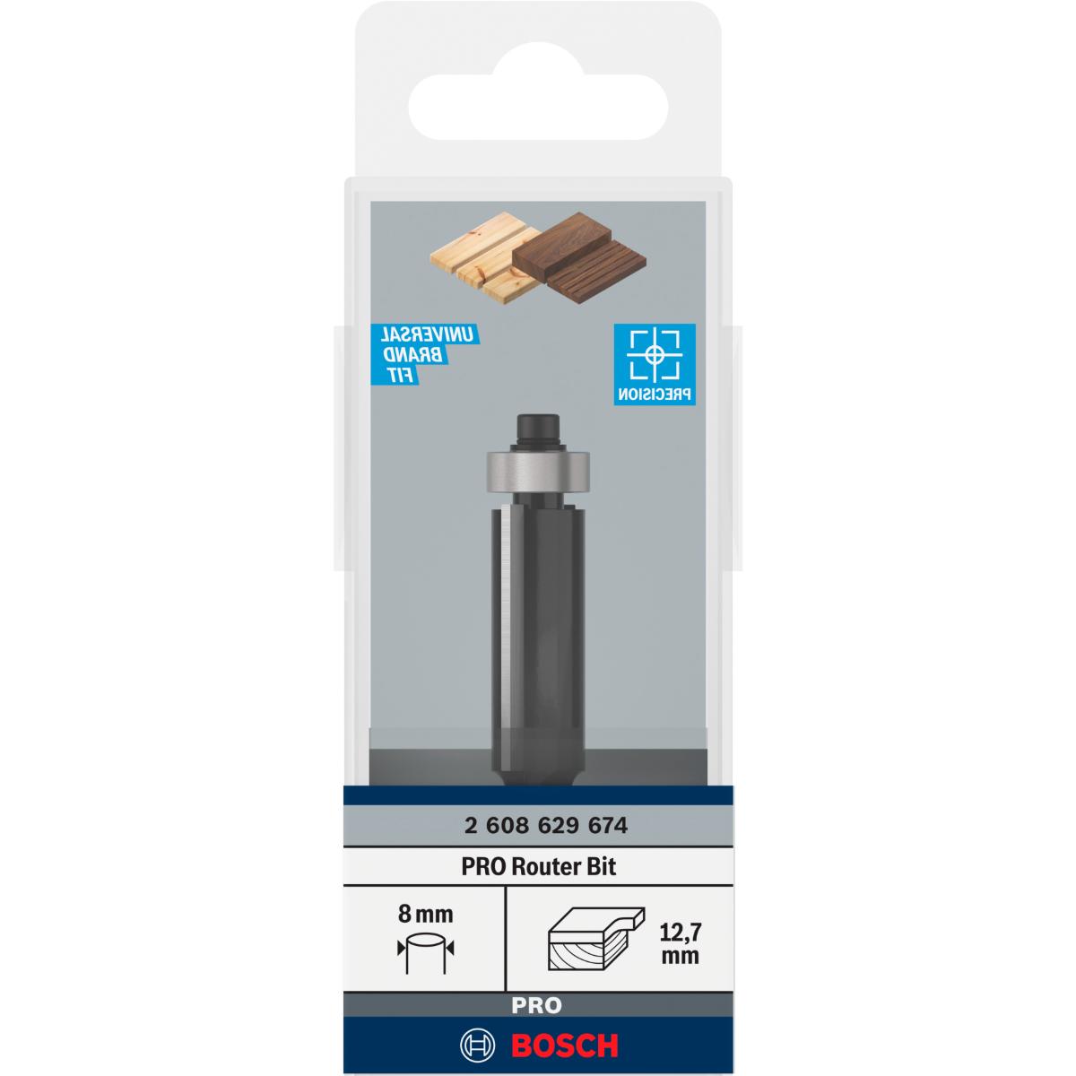 Bosch PRO Bündigfräser mit untenliegendem Führungskugellager Schaft 8 mm